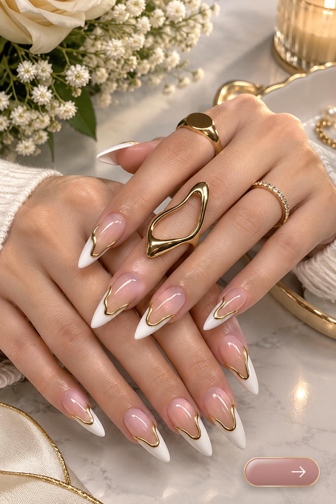 Luxury Gold Accented French Manicure