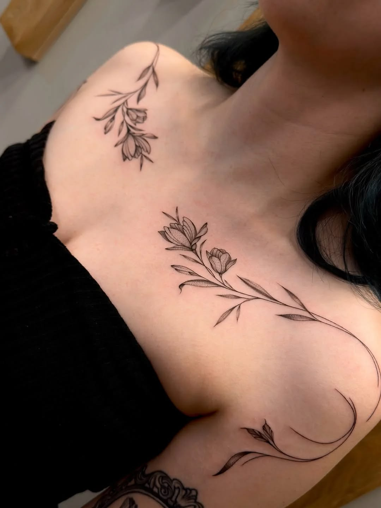 25 Beautiful Chest Tattoo Ideas for Girls: Feminine, Elegant & Unique Designs 34 image 269 768x1024 1